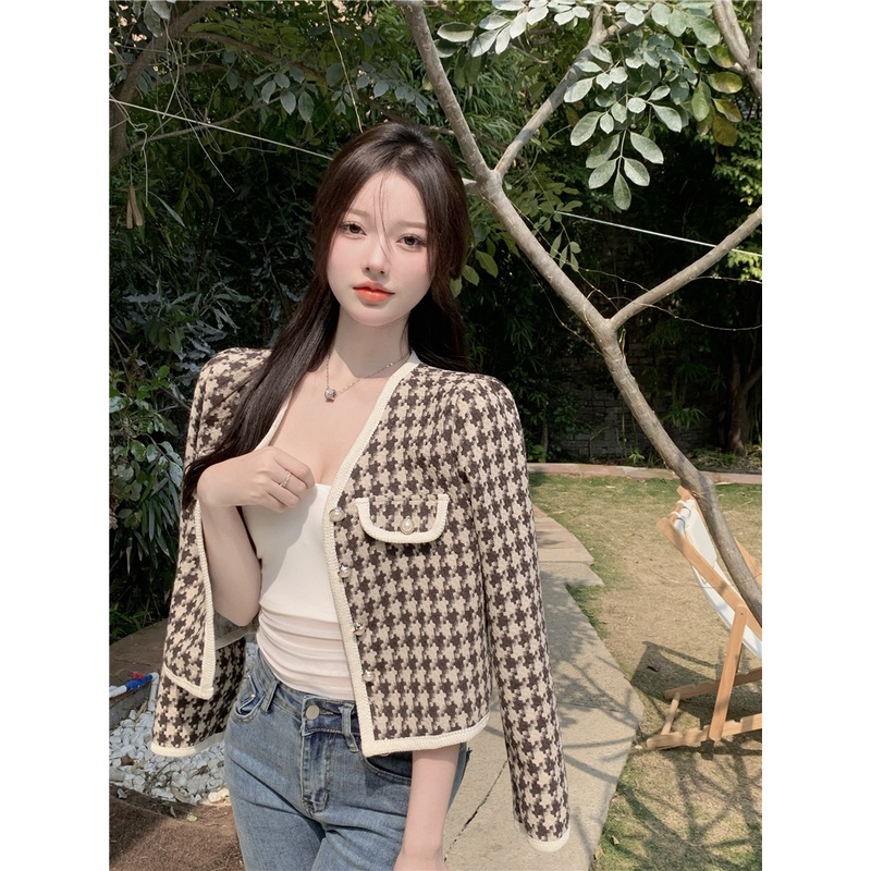 Áo dạ tweed nữ croptop dáng ngắn Hàn Quốc ADN006