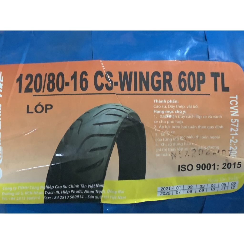 Vỏ Chengshin 100-120/80/16 Bánh Trước/Sau SH 125/150 - Không Ruột