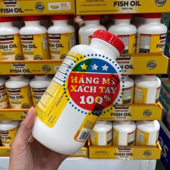 Viên Uống Dầu Cá omega 3 Fish Oil 1000mg 400 Viên Kirkland- Mỹ 08/2024