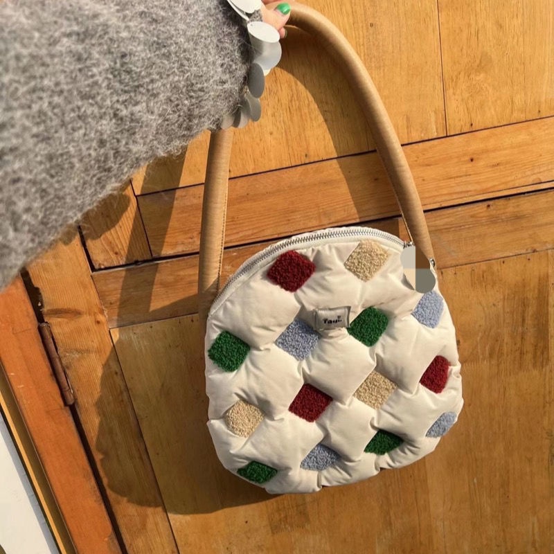 Túi Đeo Dưới Cánh Tay Hình Tròn Nhỏ Thêu Họa Tiết Bằng Cotton Phong Cách Mới 2022