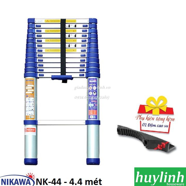 Thang nhôm rút đơn Nikawa NK-44 NEW - 4.4 mét - Tặng kèm đệm cao su