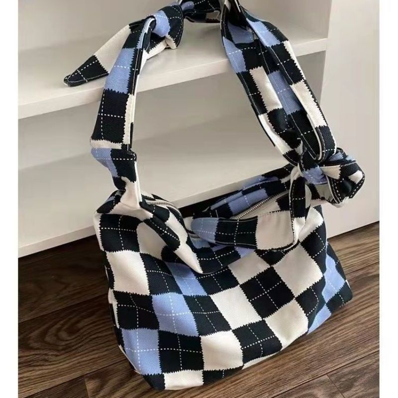 Túi tote canvas hoạ tiết caro siêu nét thời trang phong cách Trẻ nam nữ đều dùng được