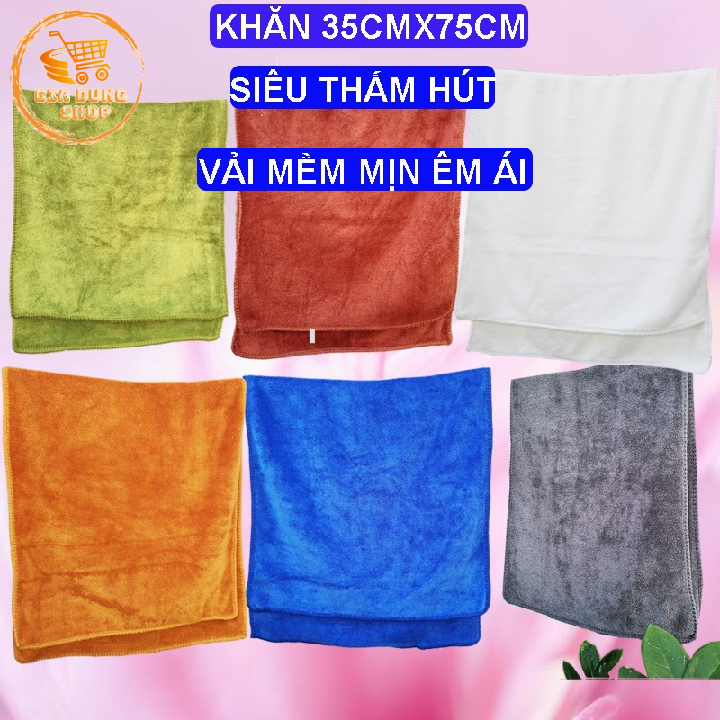 Khăn Gội Đầu, Khăn Lông Khổ 35x75CM Siêu Mềm Mịn Siêu Thấm Hút Nước