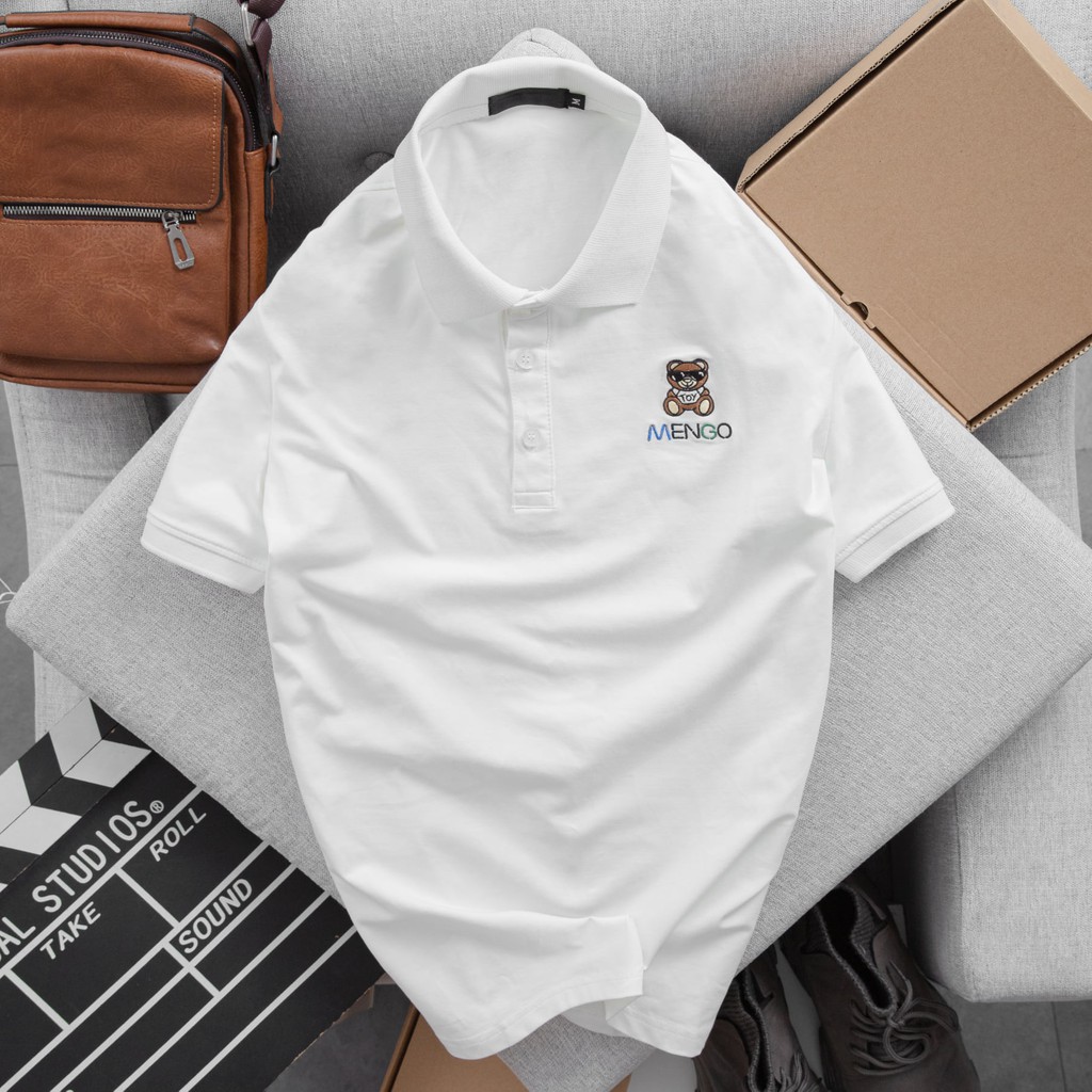 Áo thun nam Mengo cotton mềm mịn co giãn 4 chiều  lịch lãm Trắng, Xanh, Vàng, Đen, Đỏ  AMG01 - Mengo