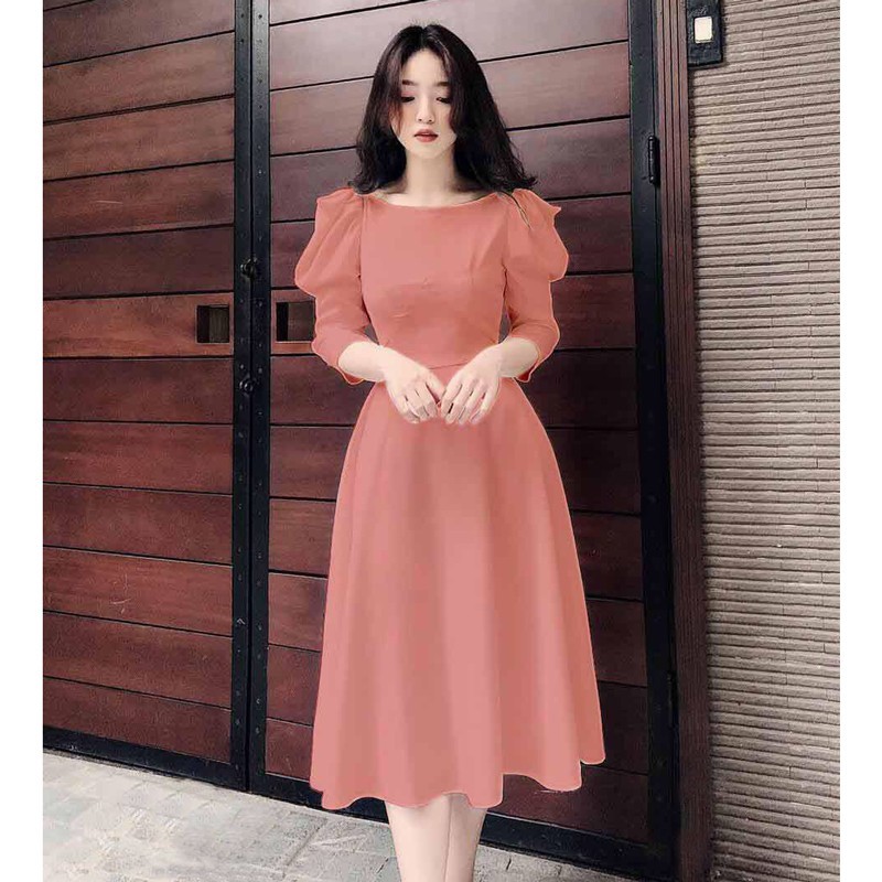 Đầm xòe dự tiệc tay phồng S&amp;M siêu xinh GR121, có bigsize, giá rẻ