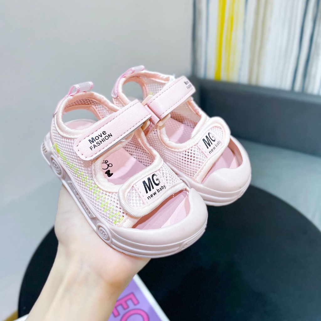 Giày dép sandal cho bé - Sandal tập đi quai dán mũi chống vấp phối lưới MG new Baby cực xinh cho bé trai bé gái M868