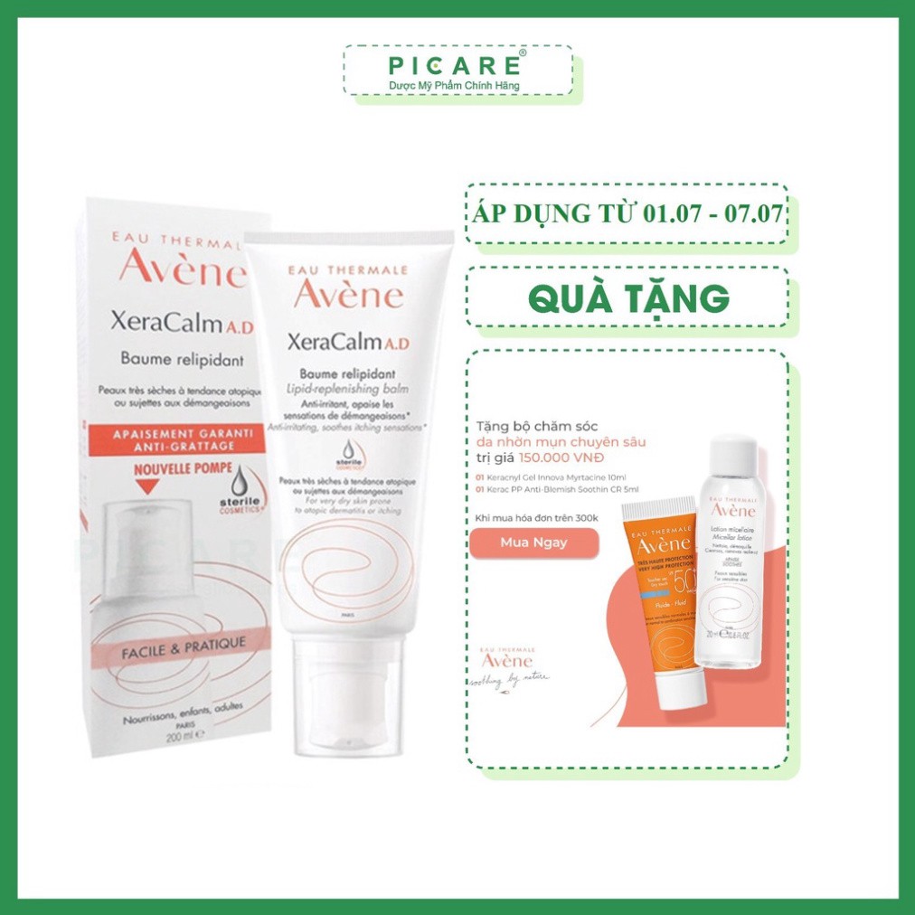 [CHÍNH HÃNG] Kem dưỡng dịu nhẹ cho da chàm Avene Xera Calm A.D Cream 200ml
