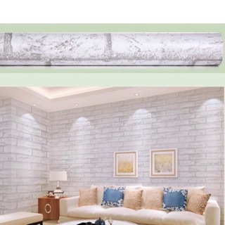 Giấy dán tường giả gạch xám khổ 45cm có keo sẵn