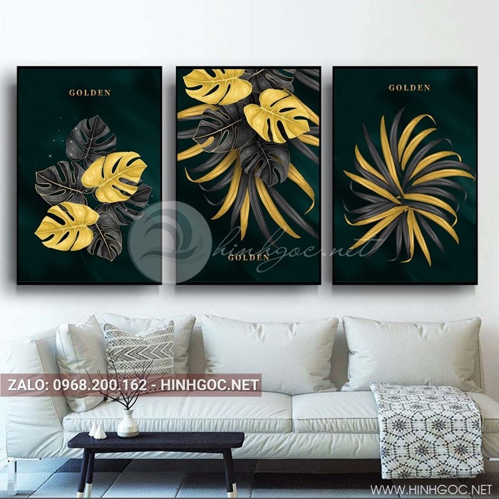 Siêu sốc bộ ba tranh tráng gương cao cấp lá màn trầu cách điệu kt lớn chỉ 575k