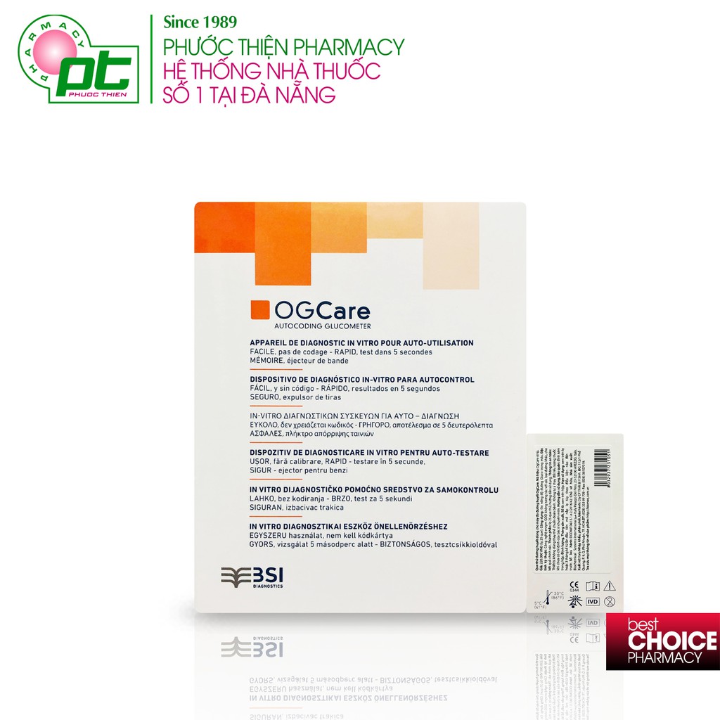 Que thử đường huyết OG Care hộp 50 que - Máy đo tiểu đường OGCare BSI Italy Bảo hành 2 năm
