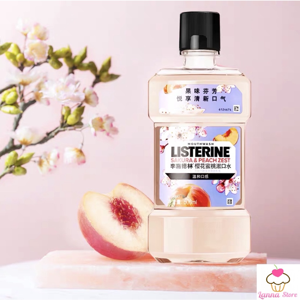Nước súc miệng LISTERINE mùi đào Sakura & Peach thơm miệng ngừa sâu răng - 500 ml