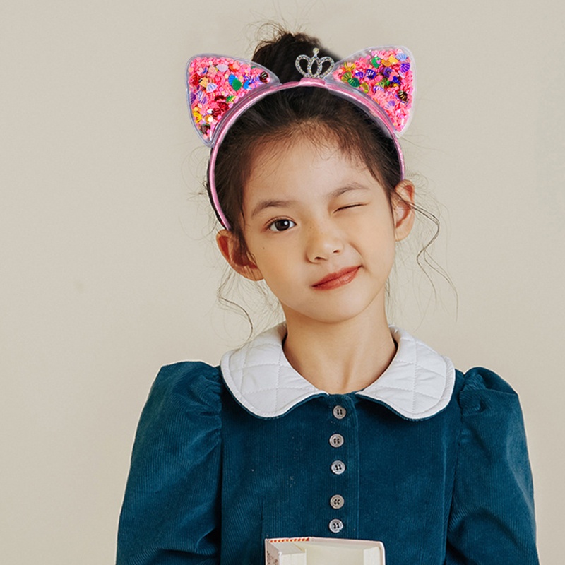 Băng Đô Tai Mèo Đính Kim Sa Lấp Lánh Nhiều Màu