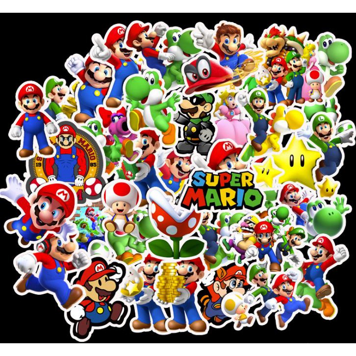 Sticker SUPER MARIO nhựa PVC không thấm nước, dán nón bảo hiểm, laptop, điện thoại, Vali, xe,  Cực COOL#25