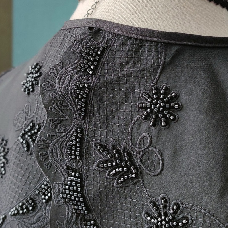 Cổ Áo Rời Dáng Ngắn In Họa Tiết Hoa Trang Trí Xinh Xắn Thời Trang Cho Nữ