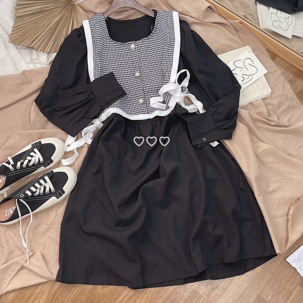 ĐẦM ĐEN BBD PHỐI GILE ZICZAC