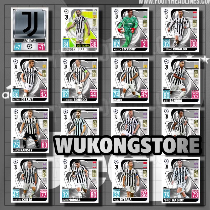 LẺ THẺ CẦU THỦ JUVENTUS MATCH ATTAX 2021 22 SIZE POCA