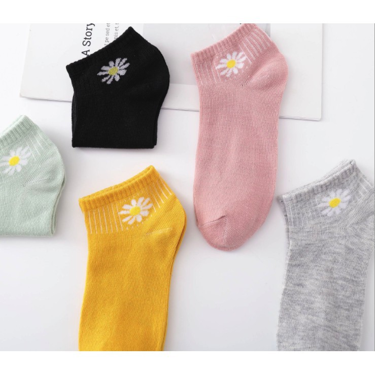 [Combo 10 Đôi] Tất Vớ unisex họa tiết ulzzang Hoa cúc chất liệu cao cấp thấm hút mà hôi chống hôi chân