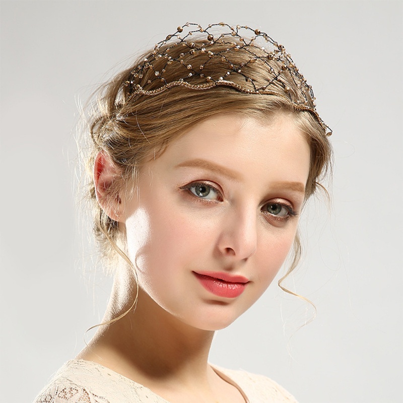 Flgo Băng Đô Cài Tóc Dạng Chuỗi Hạt Pha Lê Và Ngọc Trai Sang Trọng Cho Cô Dâu