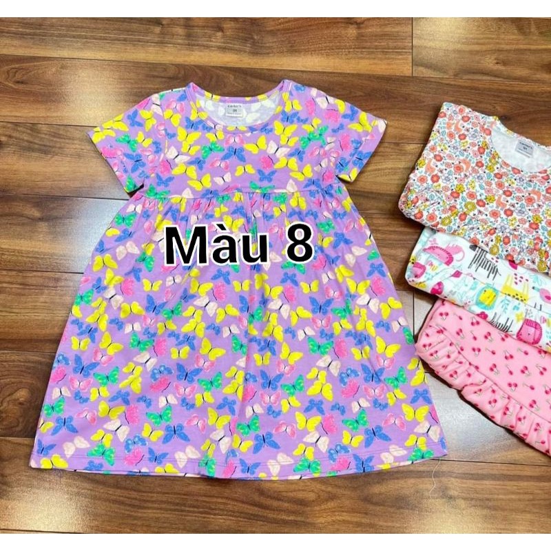 Váy bé gái cotton size đại tay ngắn hàng xuất dư chất đẹp mát
