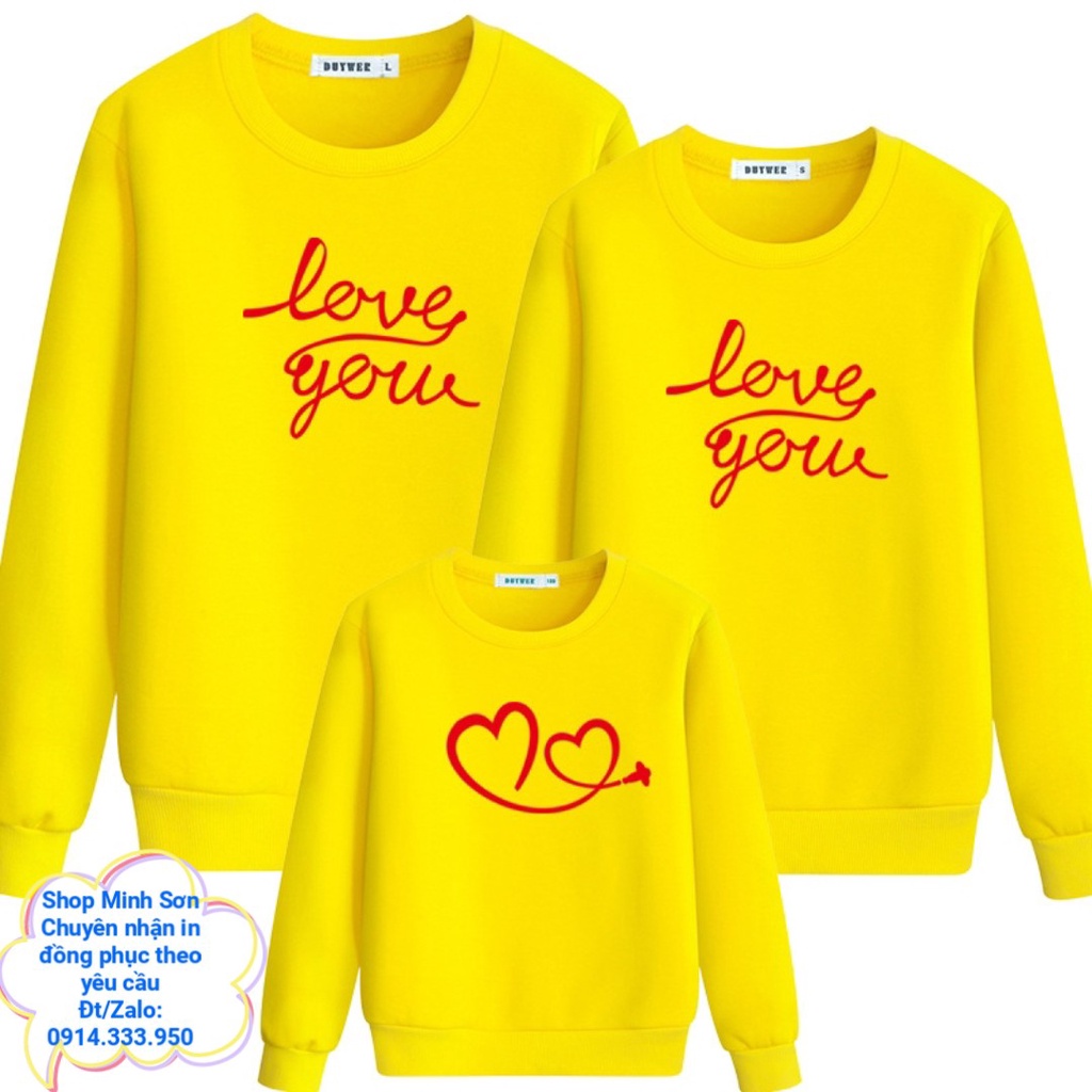 🎄 ÁO NỈ BÔNG CHỮ LOVE YOU, ÁO NỈ ĐÔI SWEATER LOẠI 1 ĐỦ MÀU ĐỦ SIZE