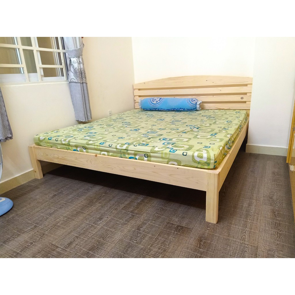 Giường ngủ gỗ Thông đầu cao không hộc kéo 1m2_1m4_1m6_1m8 | BigBuy360 - bigbuy360.vn