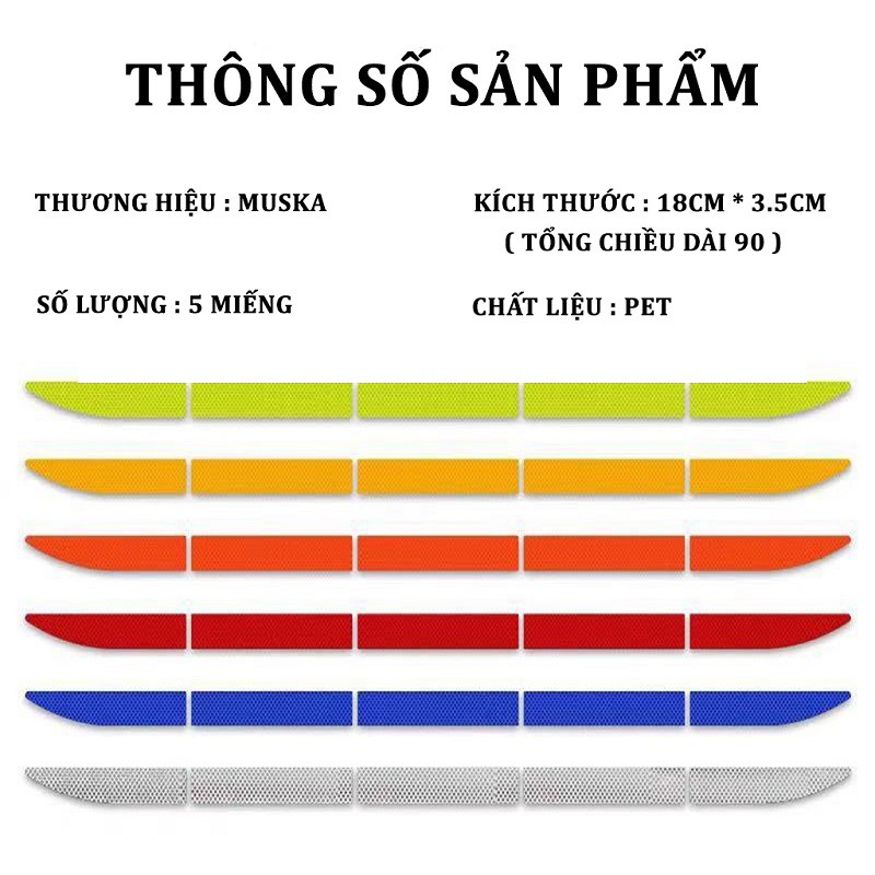 [Mã LIFEAUMAY giảm 10% tối đa 30k đơn 150k] Bộ 5 Miếng Dán Phản Quang Cảnh Báo Dành Cho Đuôi Xe Ô Tô