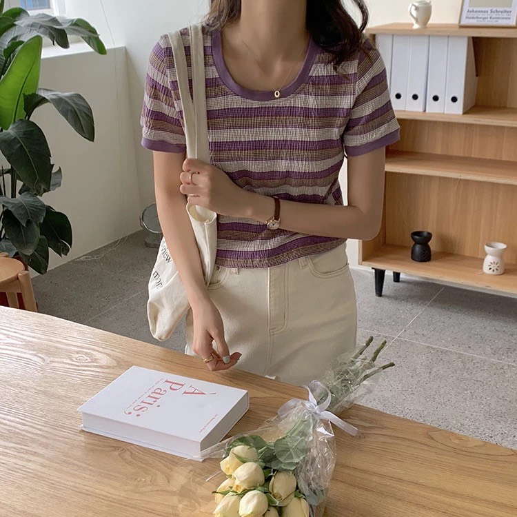 Áo croptop kẻ mazi