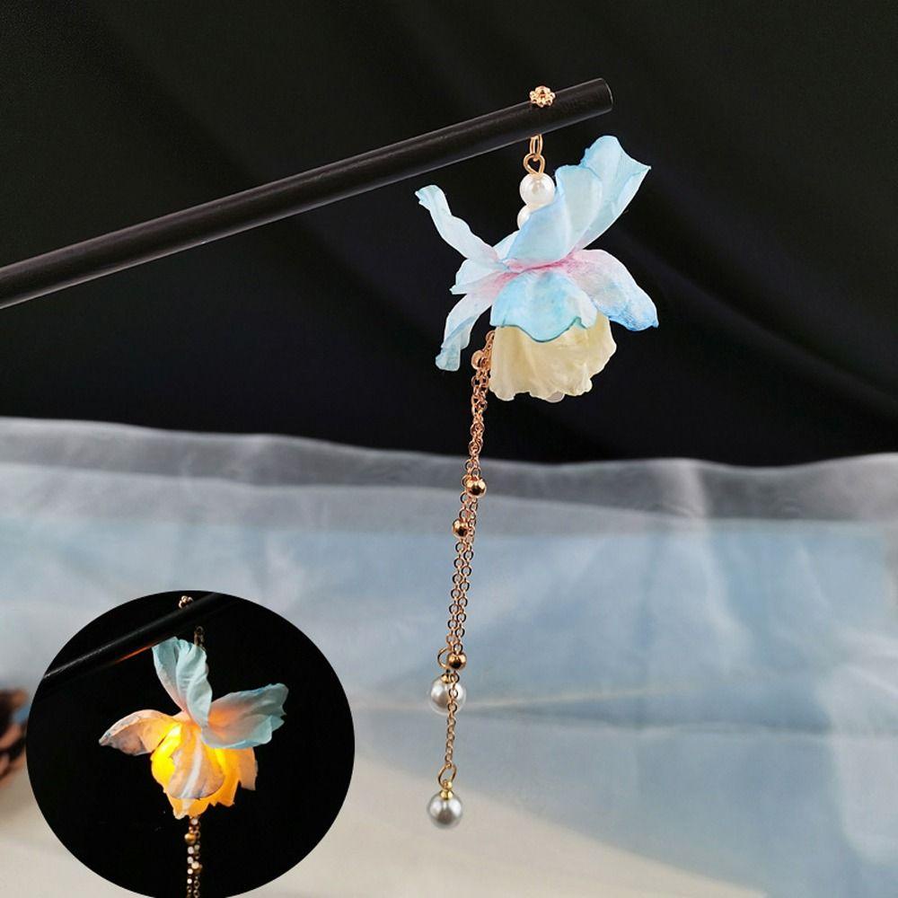 Trâm Cài Tóc Bằng Gỗ Có Đèn LED Phong Cách Trung Hoa Cổ Điển Dành Cho Nữ