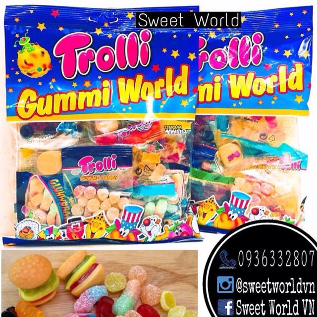 Kẹo dẻo tổng hợp Trolli Gummi World (230g) xách tay Đức