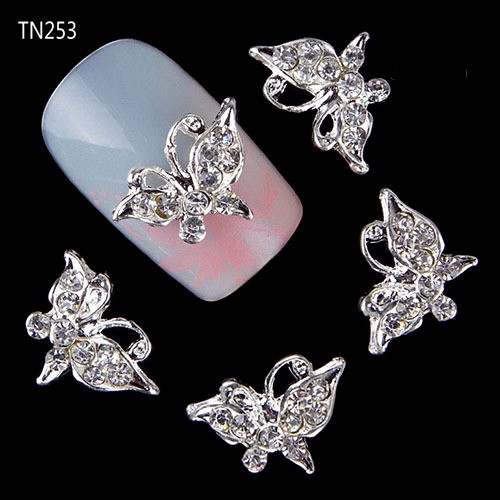 [Hàng mới về] Bộ 10 hạt đá trang trí móng tay nghệ thuật thiết kế hình bươm bướm 3D thời trang