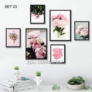 BỘ 6 TRANH TREO VÀ DÁN TƯỜNG HOA MẪU ĐƠN (SET23)