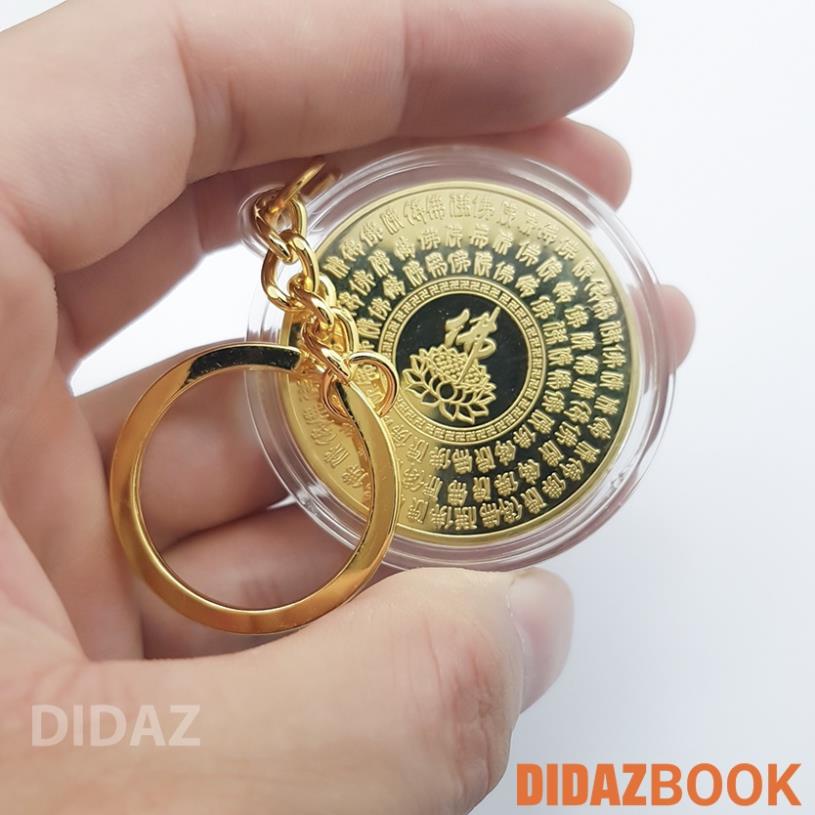 Móc Treo Chìa Khóa xe máy, ô tô, xe hơi Đồng Xu Đức Phật Thích Ca Mâu Đài Sen, cầu bình an quà tặng ý nghĩa