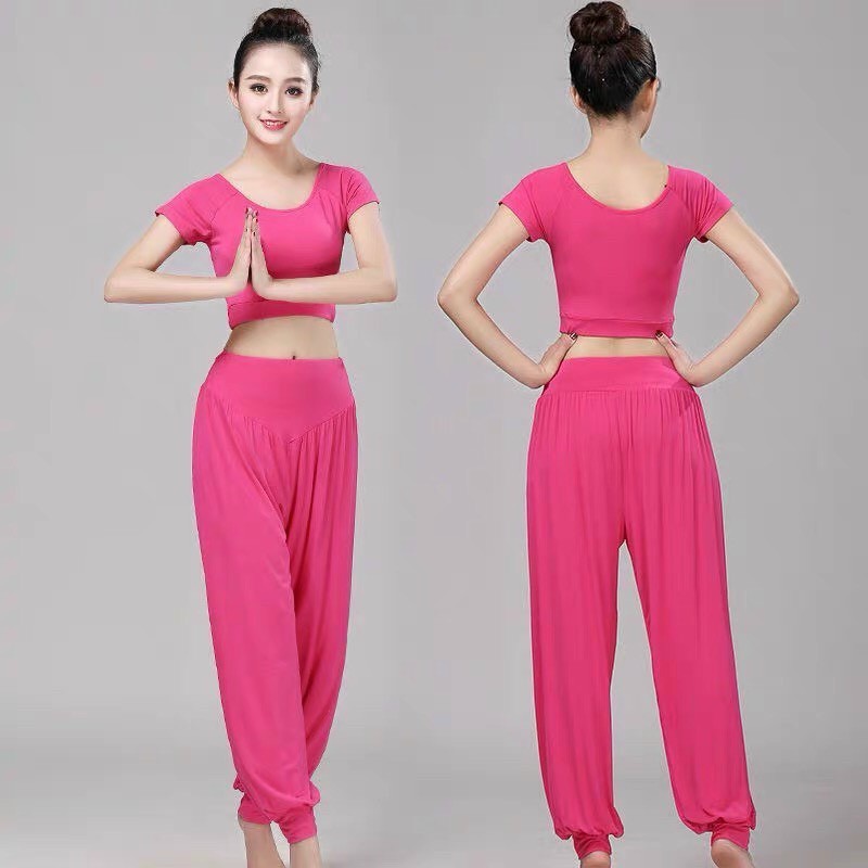 SET CROPTOP CỘC TAY  QUẦN ALIBABA CHẤT COTTON ĐŨI TẬP YOGA ZUMBA NỮ SIÊU HOT