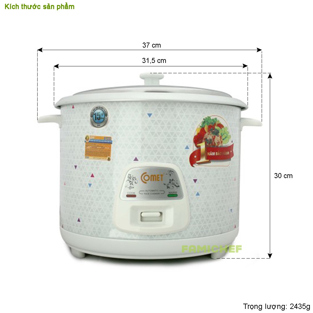 Nồi cơm điện nắp rời Comet CM8029 2.8 lít | BigBuy360 - bigbuy360.vn