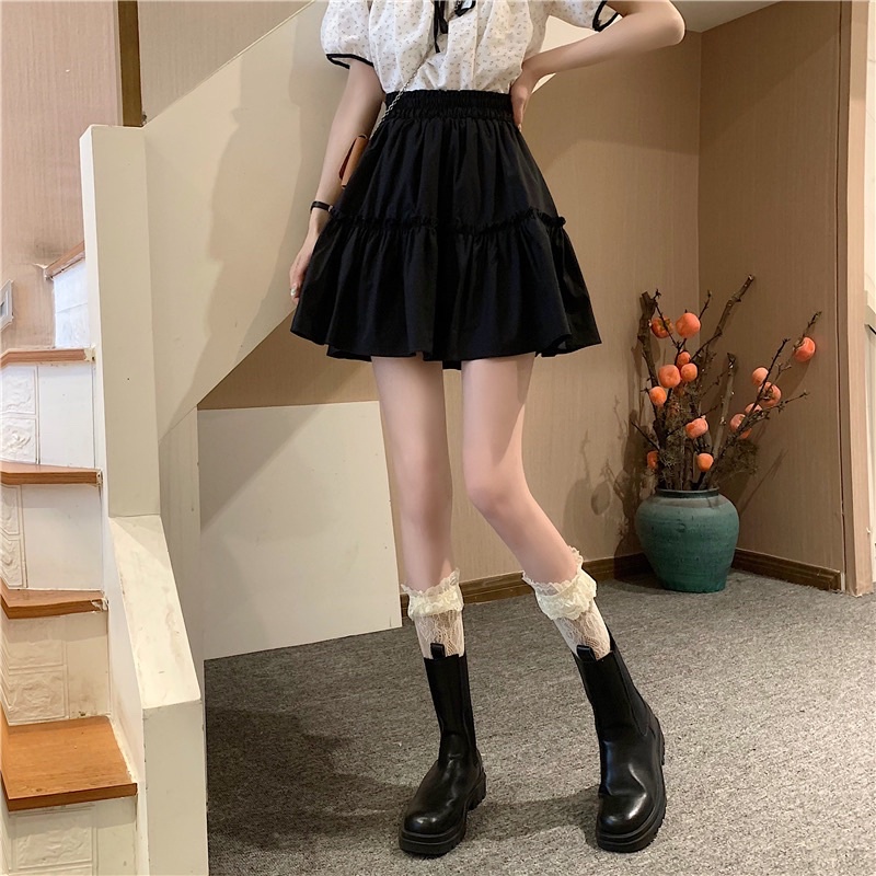 Chân Váy Xòe 2 Tầng 🦋 Váy Ngắn Nữ Chất Đũi Kèm Lót 2 Màu 🦋