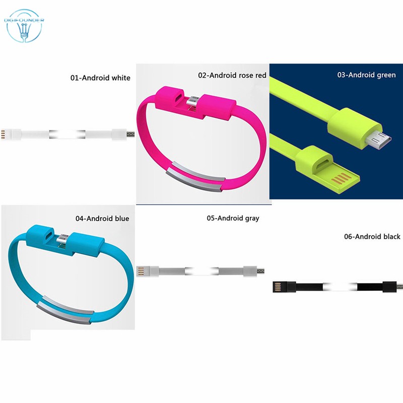 Dây cáp sạc Micro USB truyền dữ liệu dạng vòng đeo tay cho Android iPhone