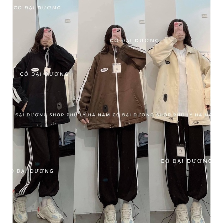 Áo khoác kaki bomber viền tay logo ms179