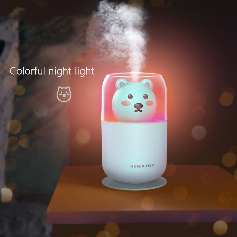 Máy phun sương Fnelse tạo độ ẩm hình gấu dễ thương 300ml có đèn led tiện dụng