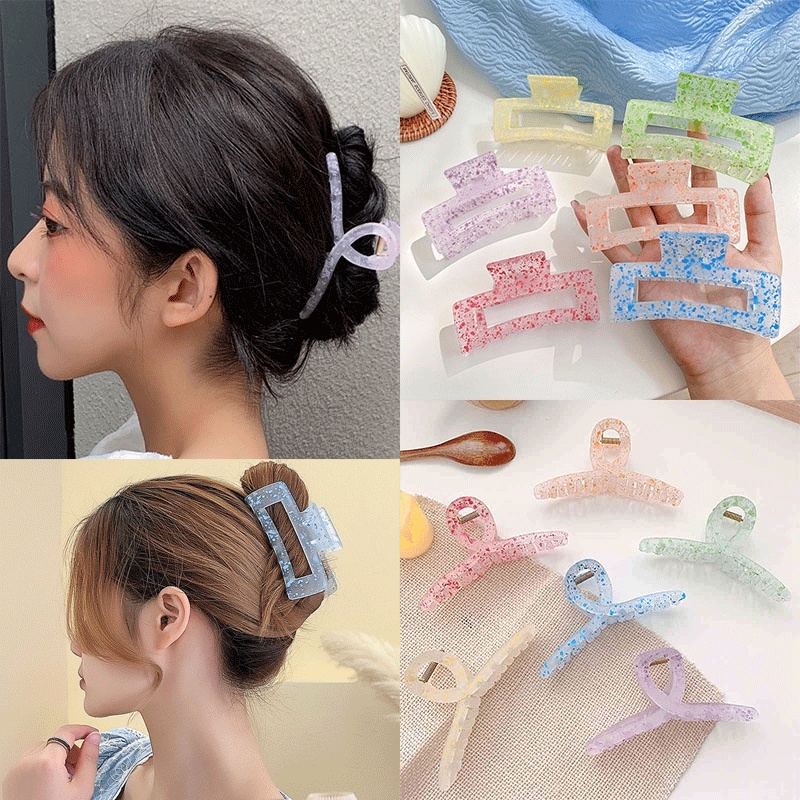 Kẹp tóc acrylic nhiều màu sắc thiết kế đơn giản phong cách Hàn Quốc