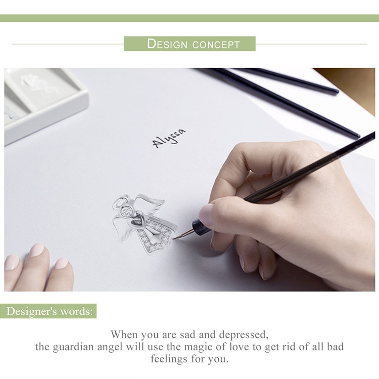 Phụ Kiện Hạt Trang Sức Bamoer Bằng Bạc S925 Hình Thiên Thần Thời Trang Cho Nữ