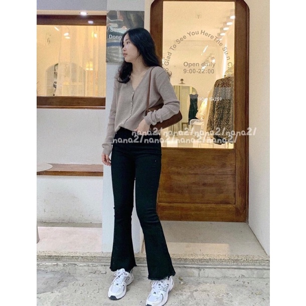( 2 màu ) Quần jeans Ống Loe trơn