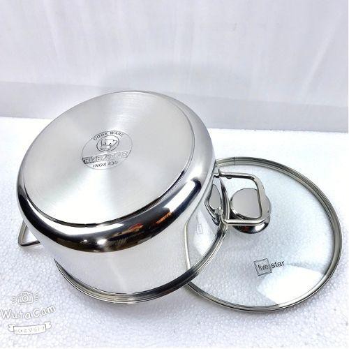 Nồi inox 430 bếp từ 3 đáy FiveStar Standard 16/18/20/24cm nắp kính.Tặng 5 muỗng inox