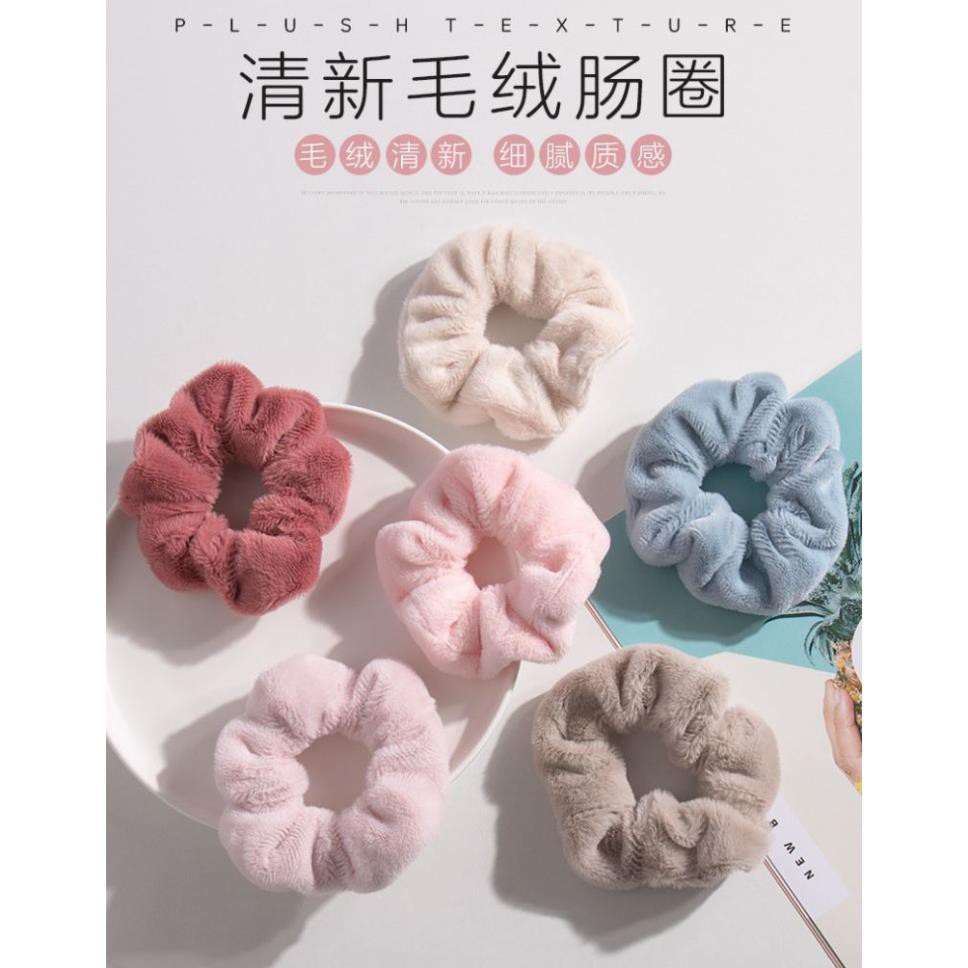 Dây buộc tóc co giãn bằng lông nhung màu xinh xắn C33