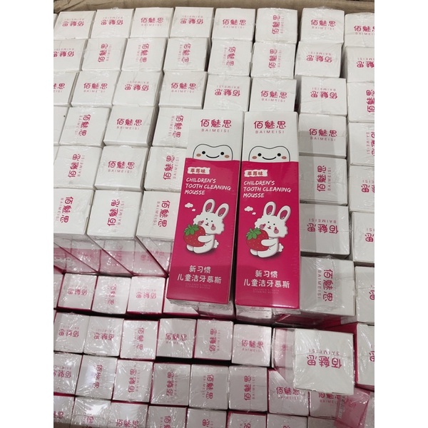 Kem đánh răng dạng bọt dành cho trẻ em có thể nuốt được kem đánh răng vị dâu tây chống sâu răng làm sạch răng dạng bọt