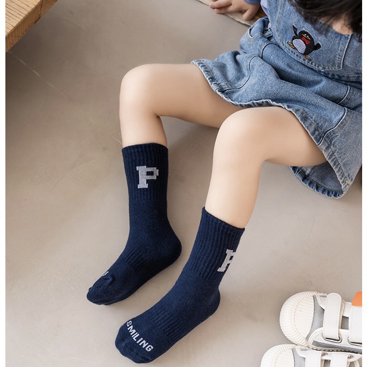 Set 4 đôi tất cao cổ bé trai bé gái phong cách Sporty khỏe khoẳn trộn màu P sọc