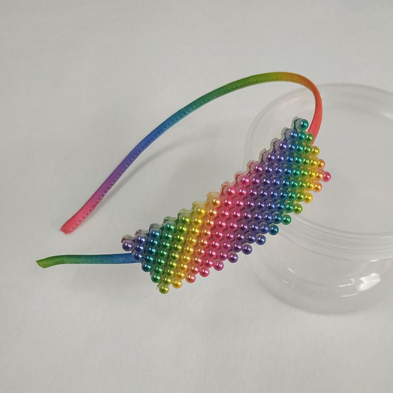 Băng Đô Đính Ngọc Trai Giả Màu Cầu Vồng Kiểu Hàn Quốc Xinh Xắn Cho Bé Gái