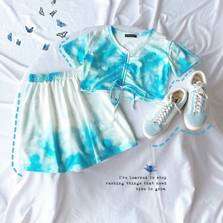 SET ÁO CROPTOP LOANG MÀU - VÁY