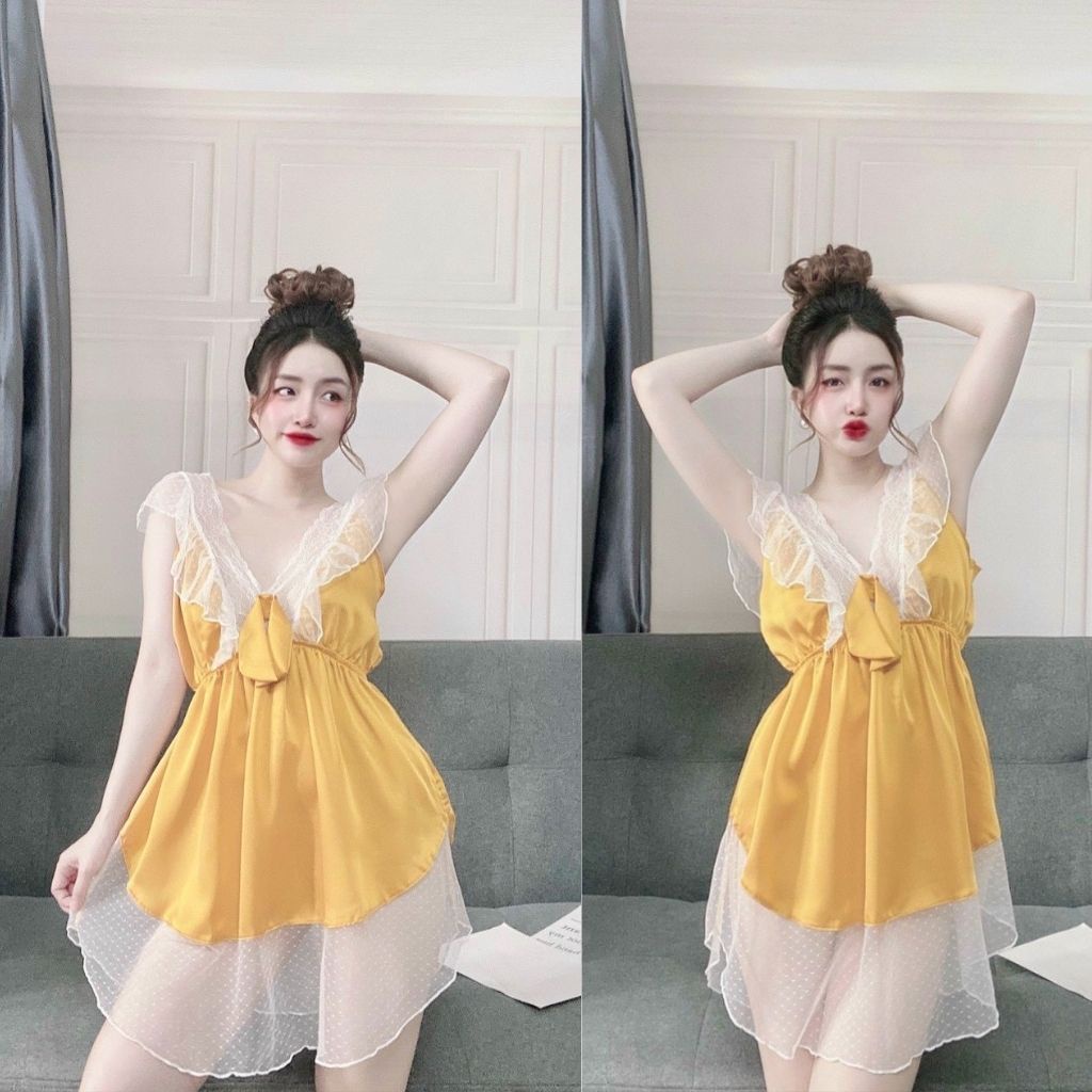 Váy ngủ sexy ❣️FREE SHIP❣️ Đầm ngủ sexy lụa Satin Chất Siêu Mát Dáng Siêu Xinh