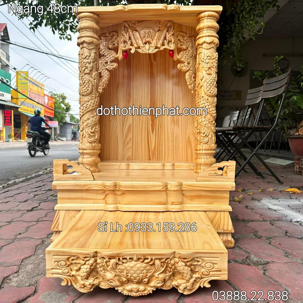 Bàn thờ thần tài gỗ thông ngang 60 cm rẻ nhất thị trường Sỉ Lh : 0933.159.286