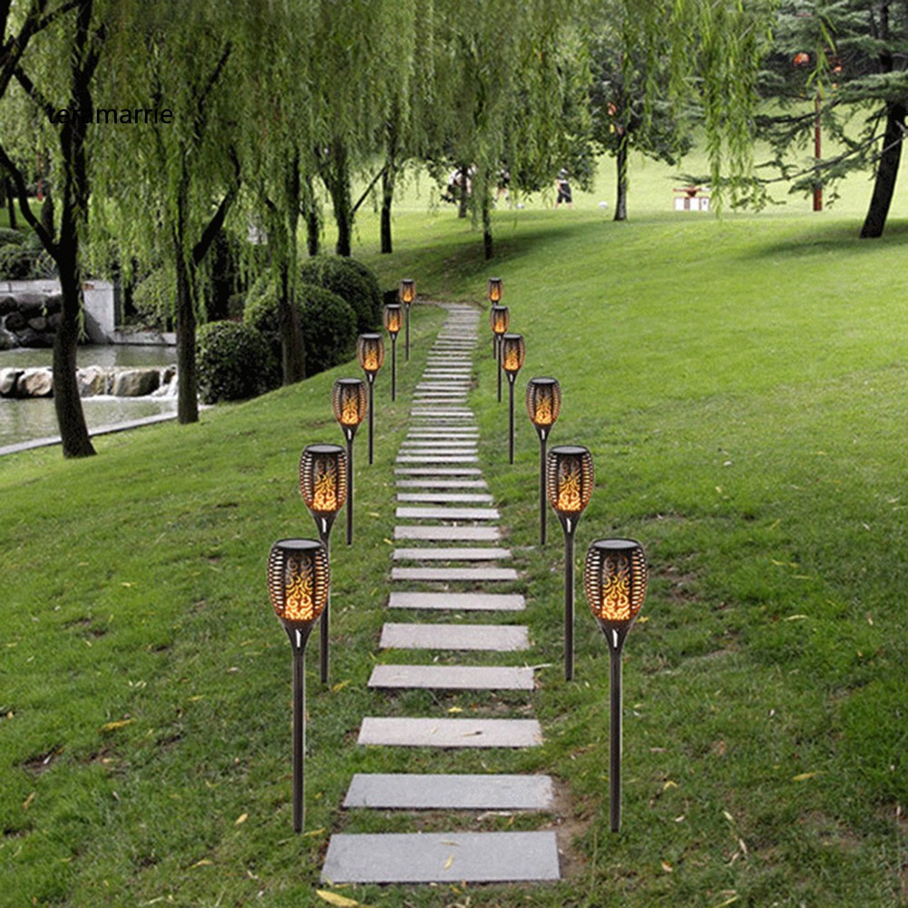 TM♥Outdoor Solar Waterproof LED Light Garden Lawn Pathways Yard Flame Lamp Decor